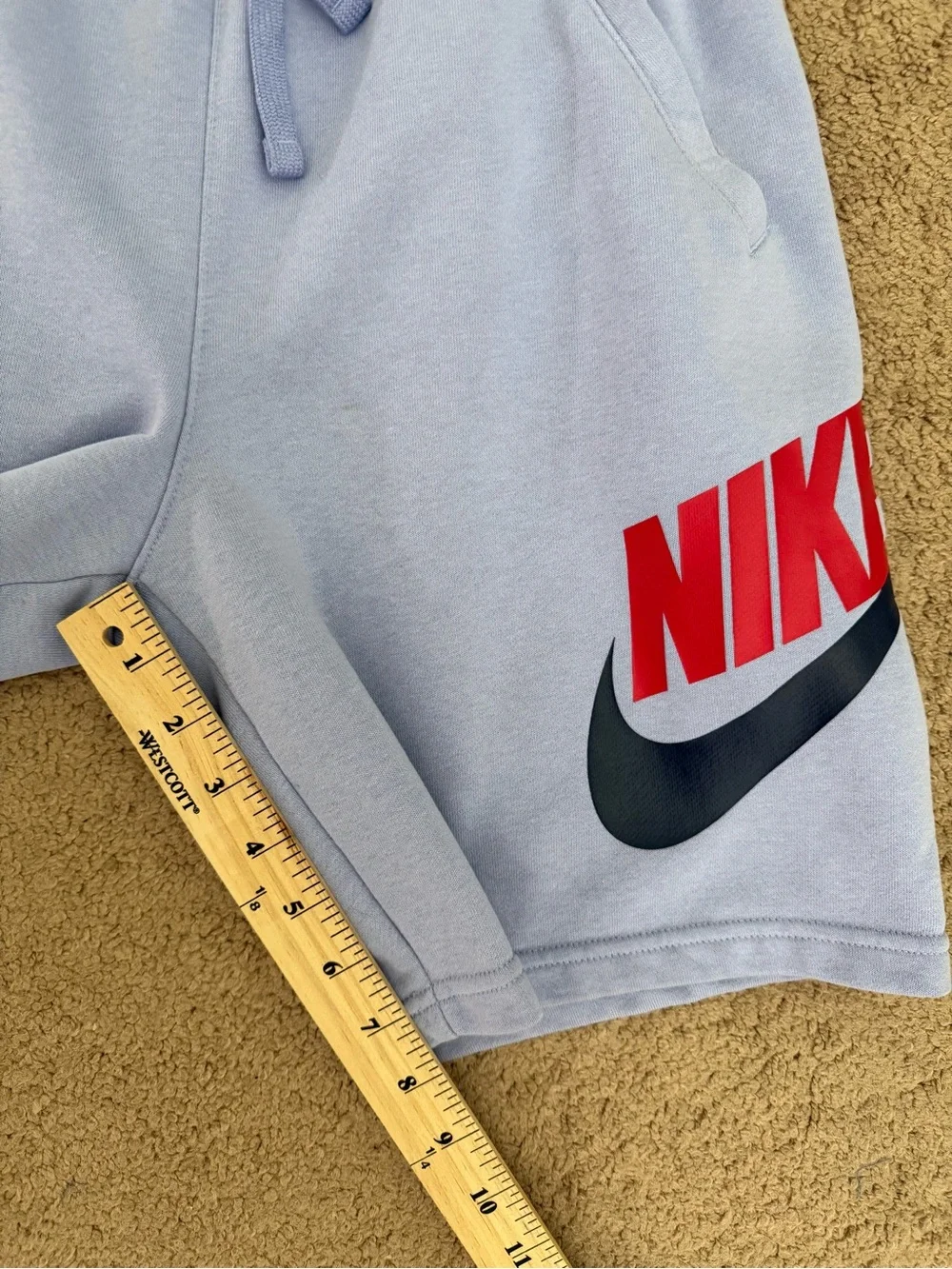 Nike Kids Light Blue Periwinkle Logo Fleece Shorts Size Large
